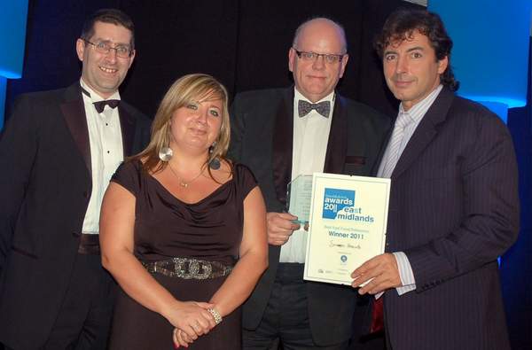 Michael Cooke and Lisa Williams from East Midlands Newspaper Group and Phil Cantwell with Jean Christophe Novelli - Scrummies Scoops Fast Food Award - Lincolnshire Magazine - LincsMag.com