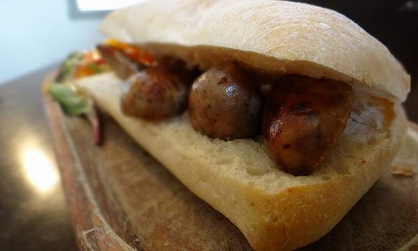 Photo by Ben Long - The White Hart's Boston Sausage Ciabatta - Lincolnshire Magazine - LincsMag.com